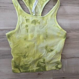Lululemon Yellow/Geeen Tie-Dye Ribbed Tank Top